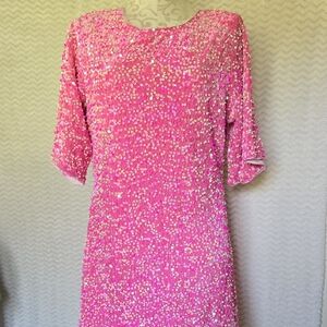 NWT Sunfere Pink Sequin Dress